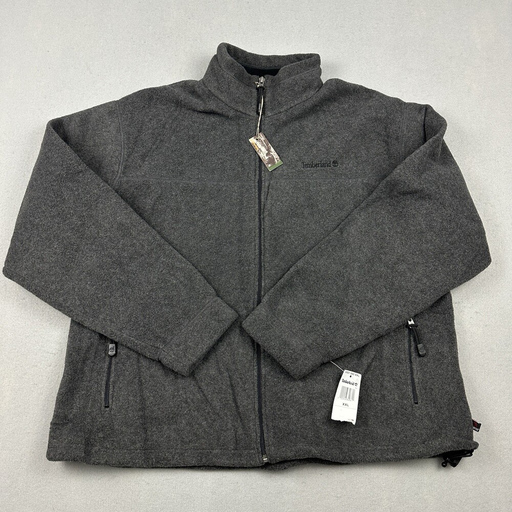 Vintage Timberland Fleece Jacket Men 2XL Charcoal Gray Polartec XXL Deadstock